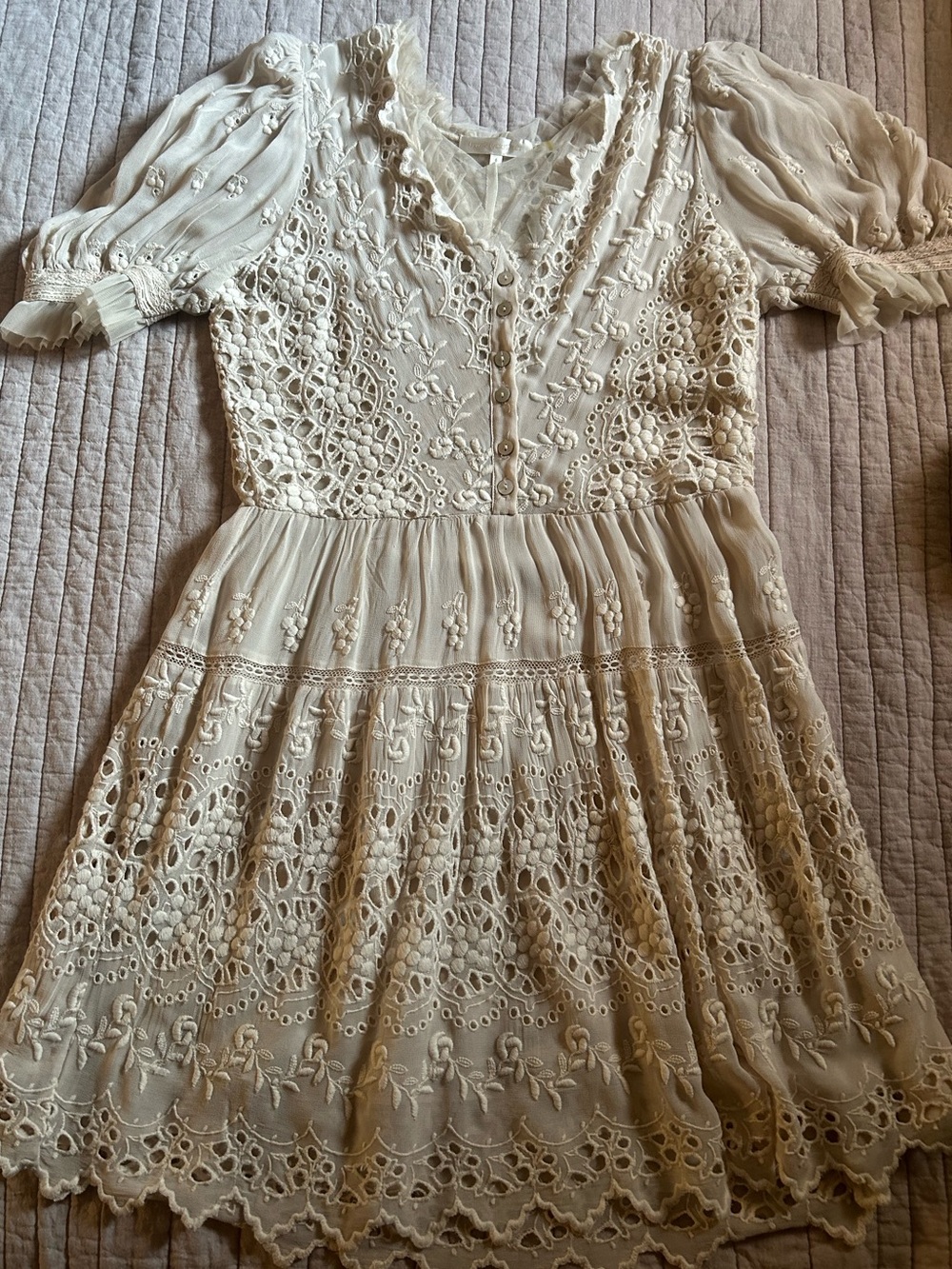 LoveShackFancy Cream Lace Dress